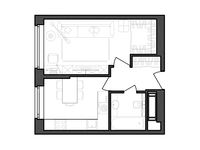 Планировка 1-комнатной квартиры, 34,25 м2