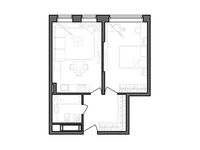 Планировка 2-комнатной квартиры, 44,55 м2
