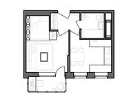 Планировка 1-комнатной квартиры, 32,37 м2