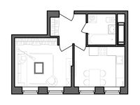 Планировка 1-комнатной квартиры, 29,89 м2
