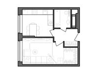 Планировка 1-комнатной квартиры, 35,91 м2