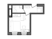 Планировка квартиры студии, 19,95 м2