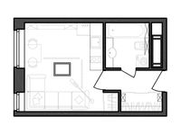 Планировка квартиры студии, 23,85 м2