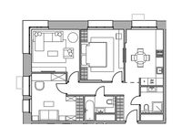 Планировка 3-комнатной квартиры, 73,5 м2