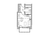 Планировка квартиры студии, 25,29 м2