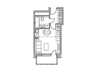 Планировка квартиры студии, 24,45 м2
