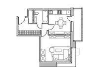 Планировка 1-комнатной квартиры, 39,28 м2