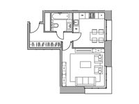 Планировка 1-комнатной квартиры, 37,69 м2