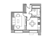 Планировка 1-комнатной квартиры, 34,74 м2