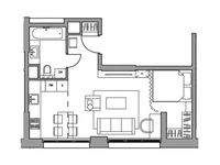 Планировка 1-комнатной квартиры, 38,87 м2