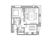 Планировка 2-комнатной квартиры, 59,05 м2