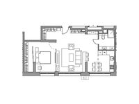 Планировка 2-комнатной квартиры, 66,38 м2