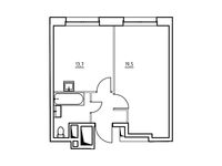 Планировка 1-комнатной квартиры, 40 м2