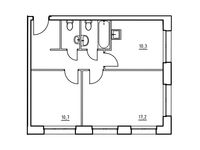Планировка 2-комнатной квартиры, 52,1 м2