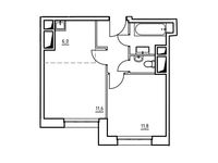 Планировка 2-комнатной квартиры, 38,9 м2