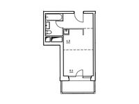 Планировка квартиры студии, 25,7 м2