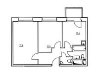 Планировка 2-комнатной квартиры, 55,3 м2