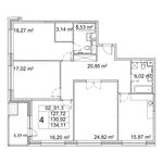 Планировка 4-комнатной квартиры, 127,8 м2