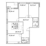 Планировка 4-комнатной квартиры, 114,3 м2
