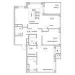 Планировка 3-комнатной квартиры, 130,5 м2