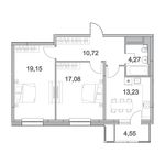 Планировка 2-комнатной квартиры, 65,82 м2