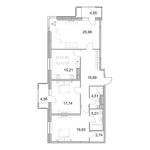 Планировка 3-комнатной квартиры, 110,56 м2