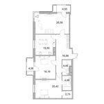 Планировка 3-комнатной квартиры, 112,52 м2