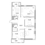 Планировка 4-комнатной квартиры, 121,99 м2