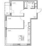 Планировка 3-комнатной квартиры, 64,7 м2
