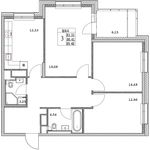 Планировка 3-комнатной квартиры, 84,9 м2