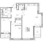 Планировка 3-комнатной квартиры, 107 м2