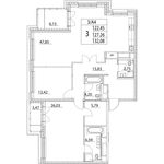 Планировка 3-комнатной квартиры, 122,5 м2