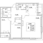 Планировка 3-комнатной квартиры, 112,5 м2