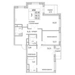 Планировка 3-комнатной квартиры, 130,8 м2