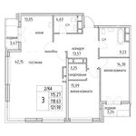 Планировка 3-комнатной квартиры, 118,7 м2