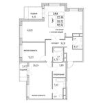 Планировка 3-комнатной квартиры, 125,9 м2
