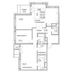 Планировка 3-комнатной квартиры, 123,2 м2