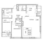 Планировка 3-комнатной квартиры, 116,5 м2