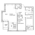 Планировка 3-комнатной квартиры, 109,8 м2