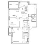 Планировка 3-комнатной квартиры, 127,03 м2