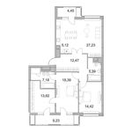 Планировка 3-комнатной квартиры, 108,81 м2