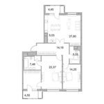 Планировка 3-комнатной квартиры, 110,48 м2