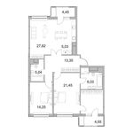 Планировка 3-комнатной квартиры, 109,9 м2