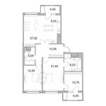 Планировка 3-комнатной квартиры, 110,1 м2