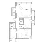 Планировка 3-комнатной квартиры, 141,8 м2
