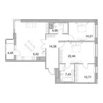 Планировка 3-комнатной квартиры, 109,33 м2