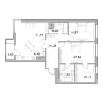 Планировка 3-комнатной квартиры, 110,4 м2