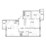 Планировка 3-комнатной квартиры, 110,05 м2