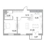 Планировка 3-комнатной квартиры, 97,33 м2