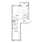 Планировка 3-комнатной квартиры, 92,81 м2